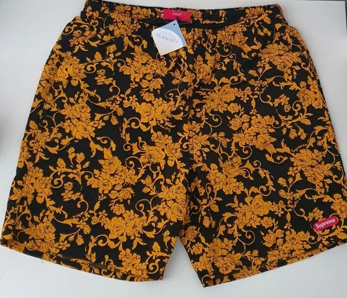 Shorts En Nylon Supreme SS20 Noir Floral Petit Logo Box Supplex Neuf