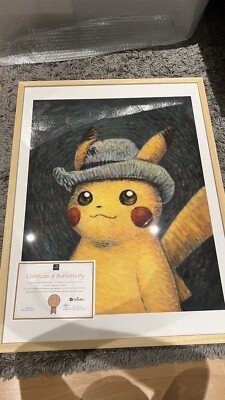 Van Gogh Pikachu Grey Felt Hat 60cm X 80cm Giclee Pokemon Art