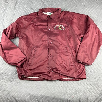 Adventure Caravans Jacket Mens Medium Snap Button Burgundy Augusta Sportswear