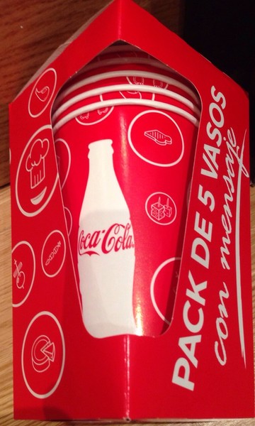 COCA COLA PACK DE 5 VASOS CON MENSAJE CARTON NUEVO