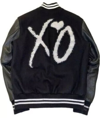 Handmade The Weeknd XO Tour Black Letterman Varsity Jacket for Men