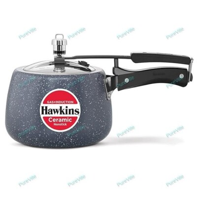 Hawkins Litre Ceramic Nonstick Pressure Cooker,Granite Contura shaped  Cooker