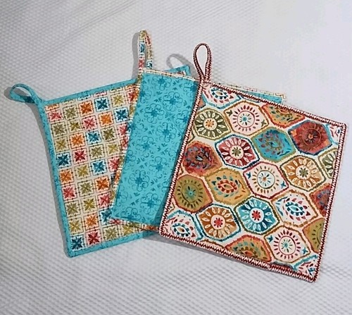Handmade Square Trivets Hot Pads 9.5" 3pcs Lightweight - Foto 2 di 6