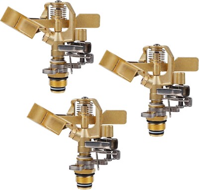 Outdoor Grass Watering 1/2 in. Brass Adjustable Impact Sprinkler Heads 3 Pack