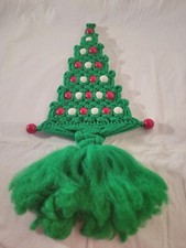 vintage macrame 1970's Christmas Tree Yarn And Beads