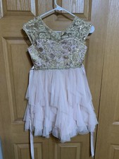 Rare Editions Girl's Sequin Lace Detail Ruffled Tulle Dress Pink Size 10 Flounce
