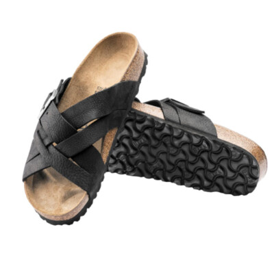 Birkenstock LUGANO Slip-On Leather Sandal- Narrow Width 10 Euro 41-Black Leather
