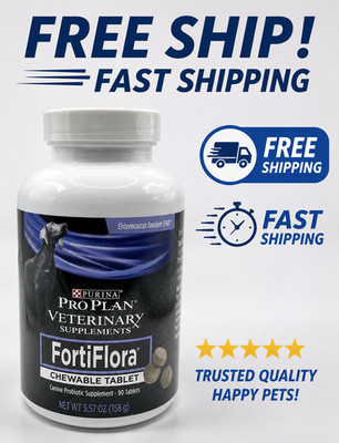Purina Pro Plan FortiFlora Probiotic Supplement For DOGS | (90 Chewable Tablets)