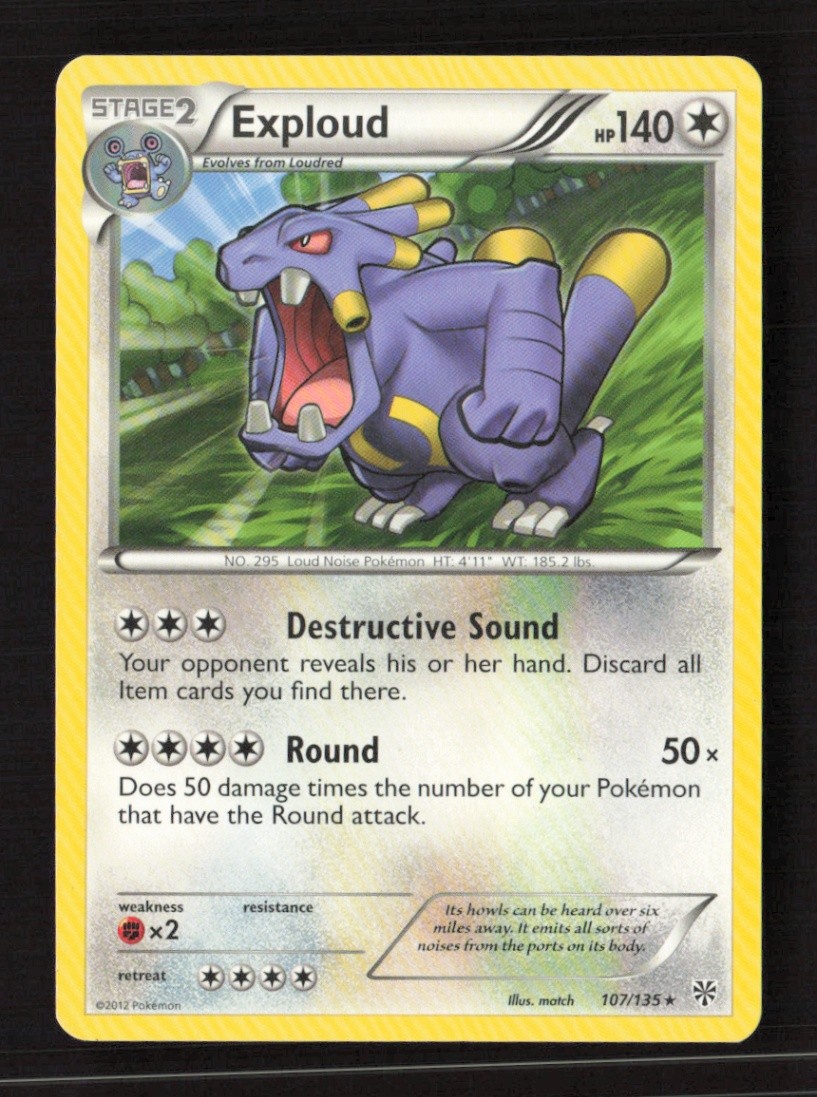 Exploud Rare Regular Plasma Storm 107/135 LP Pokémon TCG