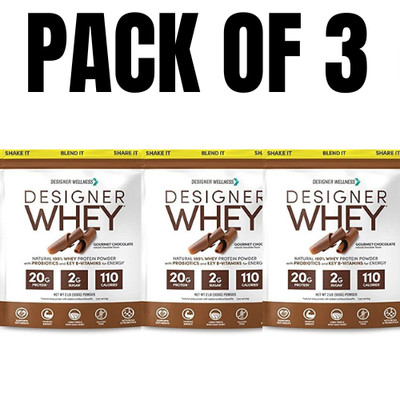 Designer Wellness Designer Whey Natural 100%   Chocolate   Pack of 3