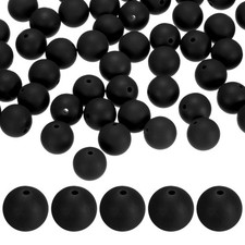 50-Pack Silicone Beads 15mm for DIY Crafts/Bracelet Black 