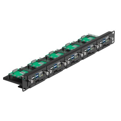 UCTRONICS 19'' 1U Rackmount for Raspberry 5 Rpis and 2.5'' SSDs, Black