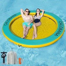 Water Hammock 10ft Circle Floating Dock Inflatable Mesh Yellow Green CALOBANA