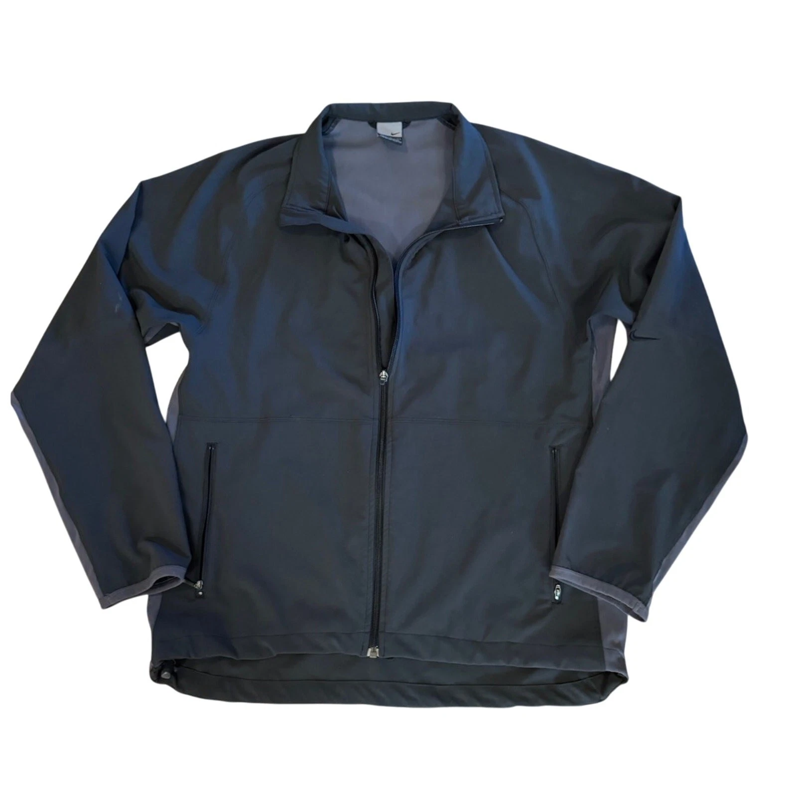 Nike Windbreaker Jacket Black Gray Sports Track Vented RN#56323 Mens Size M