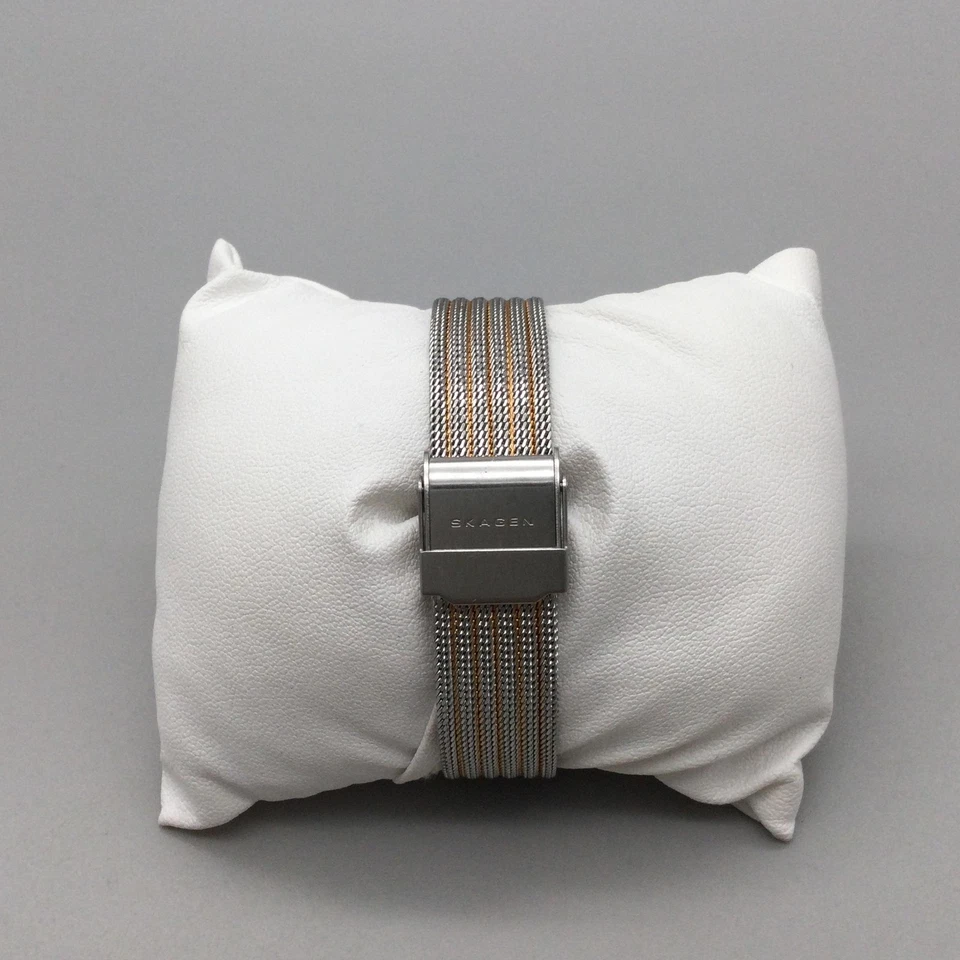 Relógio feminino Skagen Dinamarca 26mm dois tons data esfregão 355SSRS nova bateria - Imagem 3 de 4