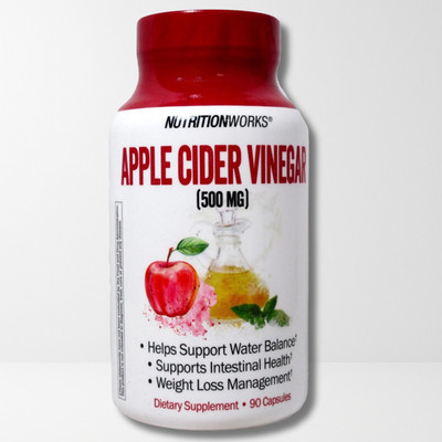 Apple Cider Vinegar Pills Capsules NutritionWorks ACV 90x500mg per serving E8/28