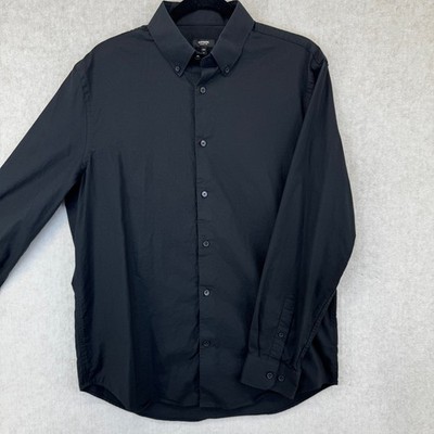 Express Mens Black Long Sleeve Size M Classic 1MX Button Down Shirt