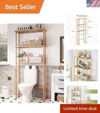 Over The Toilet Storage Bamboo, Bathroom Over Toilet Organizer Rack, 3-Tier F...