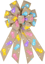 Easter Wreath Bows, Brown Easter Rabbits Pattern Burlap Bows for Wreaths - Easte