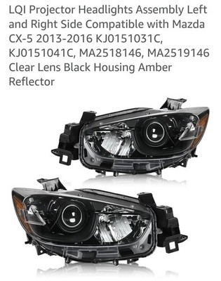 LQI Projector Headlights Left and Right Side Compatible Mazda CX-5 2013-2016 New