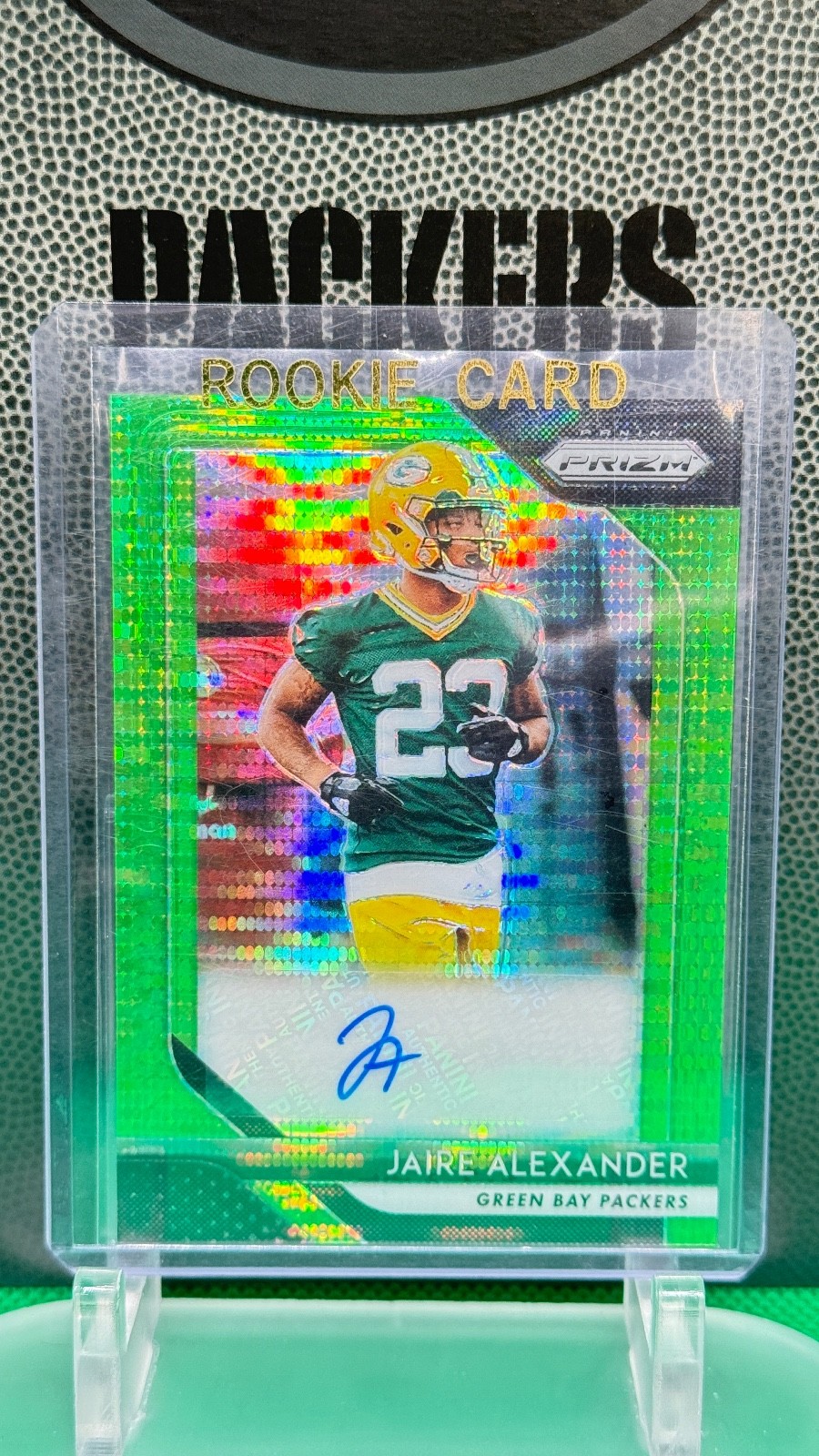 2018 Panini Prizm Jaire Alexander RC Auto Neon Green Pulsar Packers Autograph