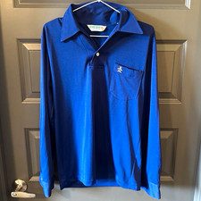 Vintage Penguin Grand Slam Munsingwear Men's Long Sleeve Polo Shirt Blue Medium