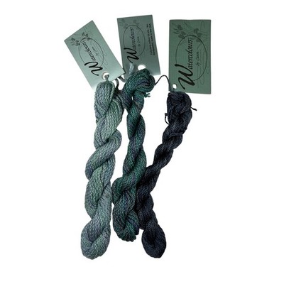 New Caron Watercolour Thread 3 Skeins Blue Green Shades Handpainted 3 Ply Cotton