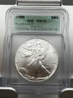 1986 $1 AMERICAN SILVER EAGLE ICG MS70 GREEN LABEL