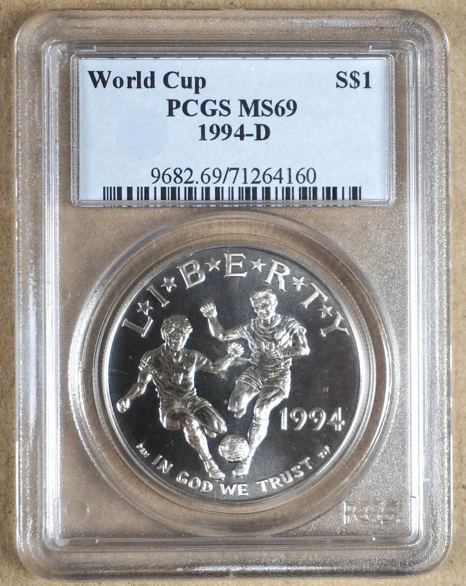 1994-D WORLD CUP COMMEMORATIVE SILVER DOLLAR PCGS MS69 264160 | eBay
