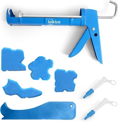 No Drip Caulk Gun Kit Silicone Caulking Tools Grout Scraper 10oz Gift Box