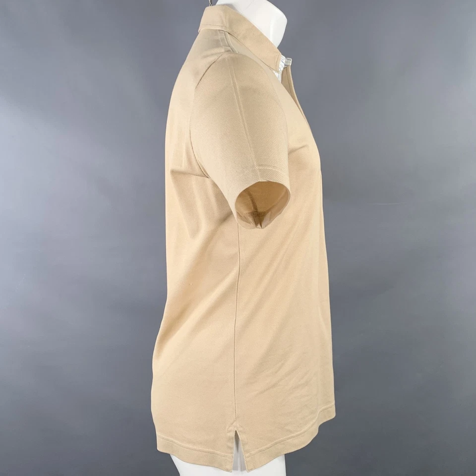 PAL ZILERI Size M Beige White Blue Contrast Trim Short Sleeve Polo - Image 2 of 4