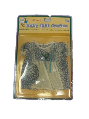 VTG 1984 12-14  Doll Outfit NOC Blue Floral Dress Fits Tiny Tears Love N Touch