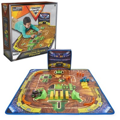 Monster Jam Ultimate Arena Playmat, 2 Trucks & 20 Accessories, 1:64 Scale