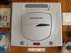 Sega Saturn white Japanese console system with box 2 games memory card US seller