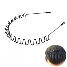 Metal Hair Bands for Men Womens Headbands Fashion Black Wavy Hair Z-New 1pcs
