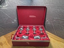 English Pewter Sheffield England Pewter Goblets Set of 6 in Red Presentation Box