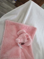 Parents Choice Elephant Security Blanket Baby Lovey Pink Plush Satin Floral Back