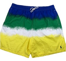 Polo Ralph Lauren Pony Tie Dye Striped Surf Board Swim Trunks Beach Shorts 2XLT
