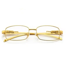 Vintage Clear Lens Gold Frame Leopard Rectangular Hip Hop Frameless Glasses