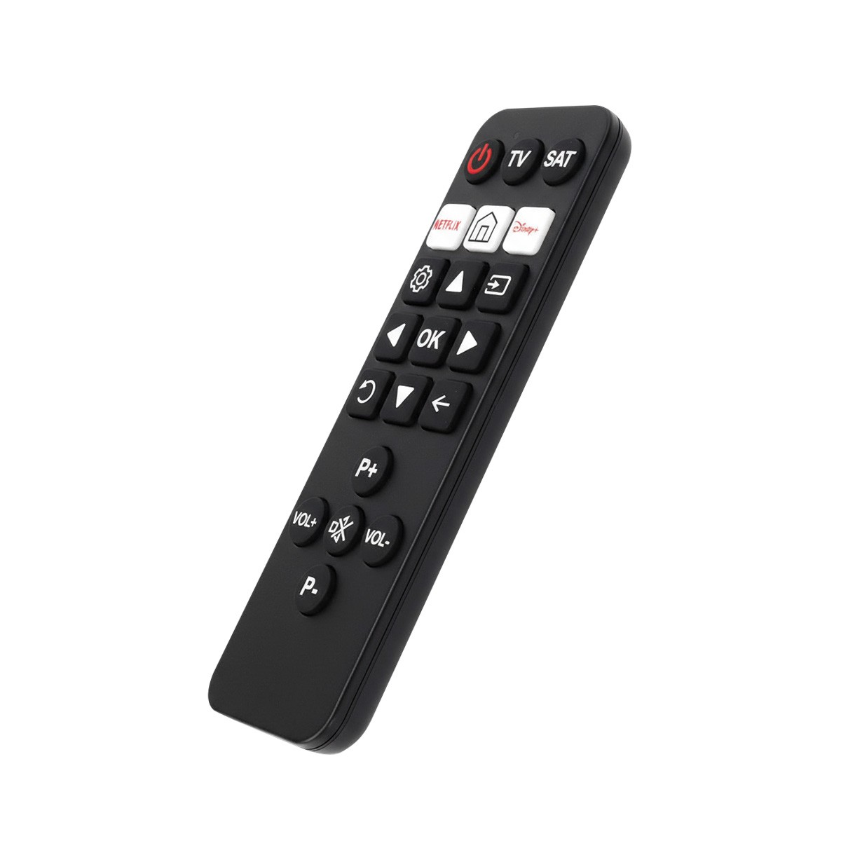 Télécommande TV et SAT préprogrammée XL noire pour 2 appareils - 2