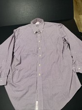 Brooks Brothers Shirt Men 17 1/2 34 Red Striped Long Sleeve Button Up