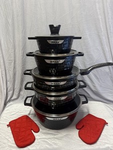 Induction Non-Stick Cookware Set with Lid 12 Pieces High Quality Easy Clean
