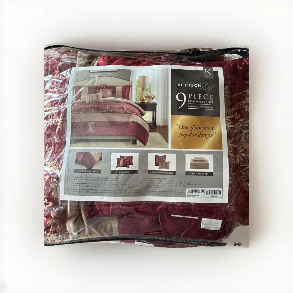 JUEGO EDREDÓN ADDISON PARK SAMARA 9 PIEZAS KING ORO ROJO Foto 2 de 2