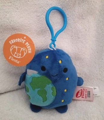 Whale Blue World Globe Fiesta 4  Plush Keychain Backpack Tier 1 Key Clips 2024
