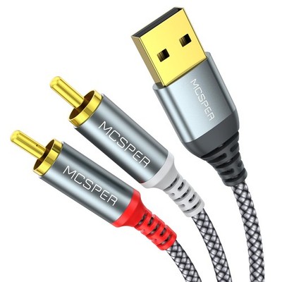 MCSPER USB to RCA Audio Cable (6.6FT), USB 2.0 Male to 2 RCA Male Stereo Audio C
