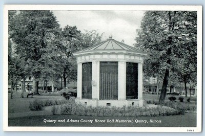 Quincy Illinois Postcard Adams County Honor Roll Memorial c1940 Vintage Antique