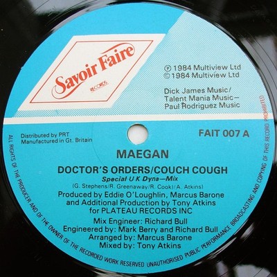 Maegan - Doctor's Orders/Couch Cough - UK 12'' Vinyl - 1984 - Savoir Faire Rec...