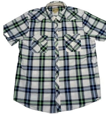 Roebuck Co Pearl Snap Western Shirt Rockabilly Men's XL Plaid 