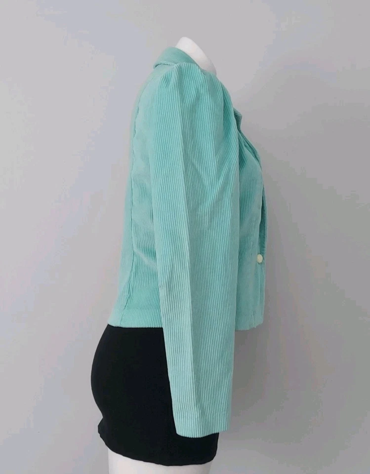 Chaqueta de pana verde azulado vintage ILGWU Union-made for Jr Things Inc. botones de madera, S Foto 4 de 4