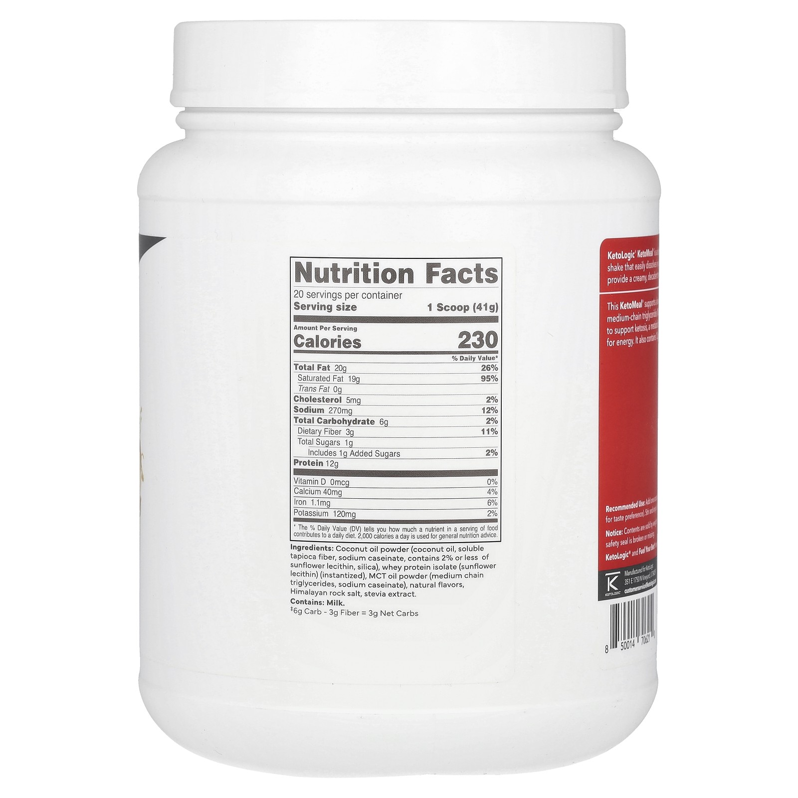KetoMeal, Meal Replacement, Vanilla, 1.8 lb (816 g)